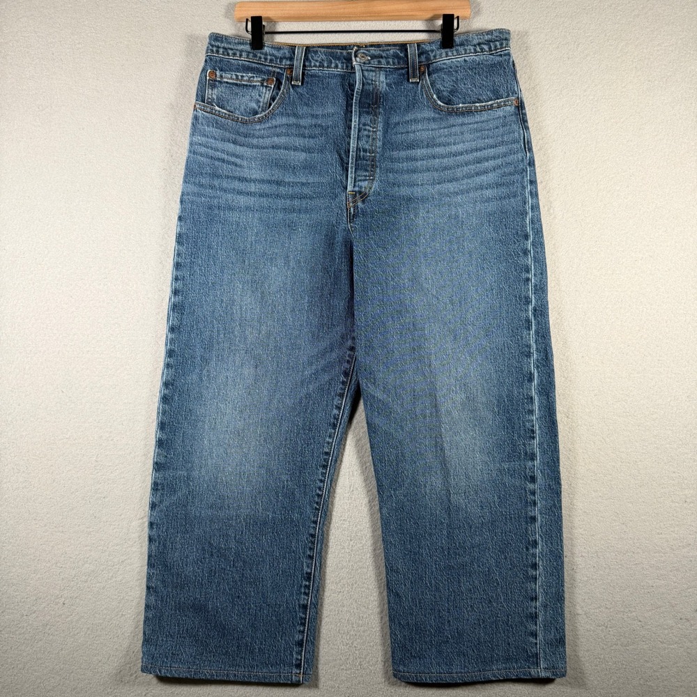 Levis Ribcage Straight Ankle Jeans Blue Medium Wash High Rise 33 72693-0163